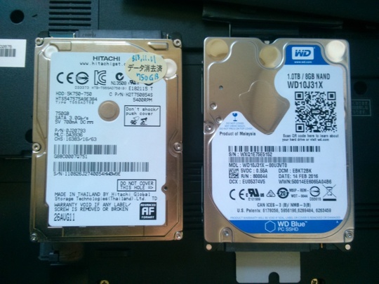 HDD不良交換｜交換前・交換用HDD｜パソコン修理山口