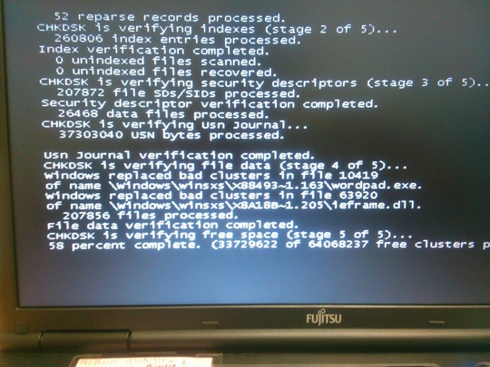 チェックディスク状況｜パソコン修理山口