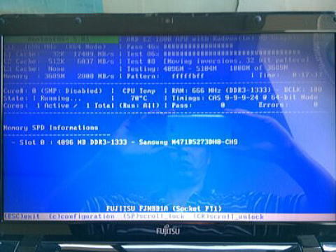 Fujitsu LIFEBOOK AH40/H｜メモリチェック状況｜パソコン修理山口
